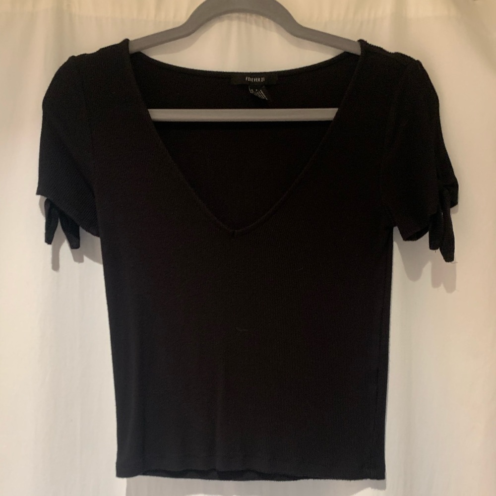 Forever 21 Black Top with tied sleeves!